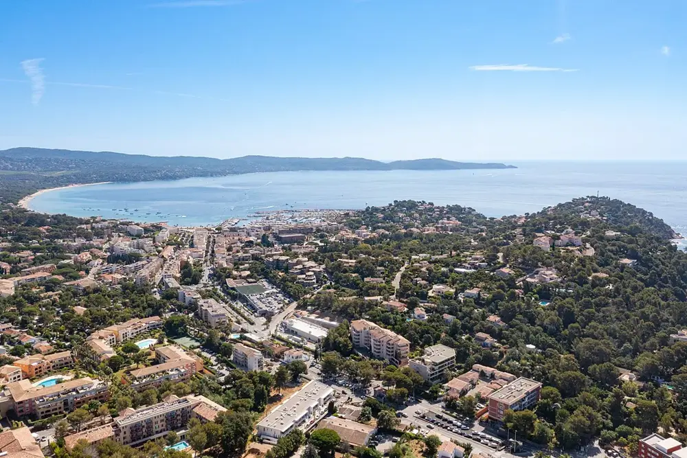Aerial view of Cavalaire-sur-Mer in the Côte d’Azur region, France